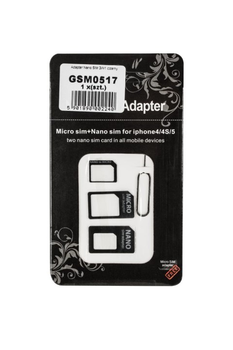 Adapter Nano SIM 3W1 czarny Adapter Nano SIM 3W1 czarny
