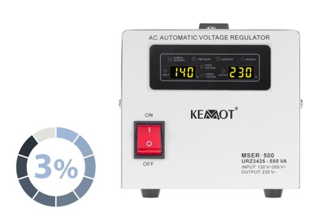 Automatyczny stabilizator napięcia KEMOT MSER-500 (500 VA, serwomotor) Automatyczny stabilizator napięcia KEMOT MSER-500 (500 VA, serwomotor)