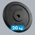Obciążenie żeliwne 20kg, otwór 31mm, talerz klasyczny, REBEL ACTIVE Obciążenie żeliwne 20kg, otwór 31mm, talerz klasyczny, REBEL ACTIVE