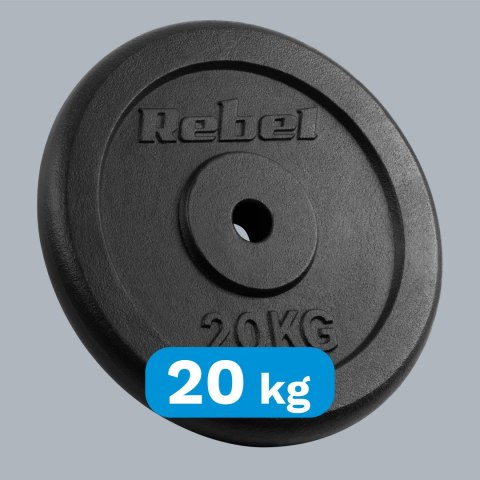 Obciążenie żeliwne 20kg, otwór 31mm, talerz klasyczny, REBEL ACTIVE Obciążenie żeliwne 20kg, otwór 31mm, talerz klasyczny, REBEL ACTIVE