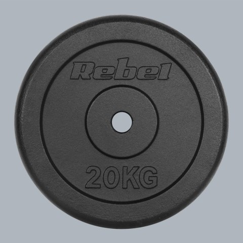 Obciążenie żeliwne 20kg, otwór 31mm, talerz klasyczny, REBEL ACTIVE Obciążenie żeliwne 20kg, otwór 31mm, talerz klasyczny, REBEL ACTIVE