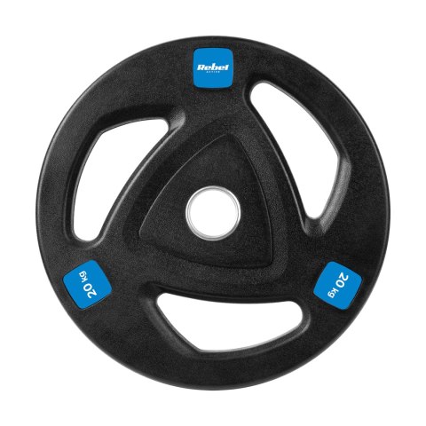 Obciążenie żeliwne gumowane 20kg, otwór olimpijski 51mm, REBEL ACTIVE Obciążenie żeliwne gumowane 20kg, otwór olimpijski 51mm, REBEL ACTIVE