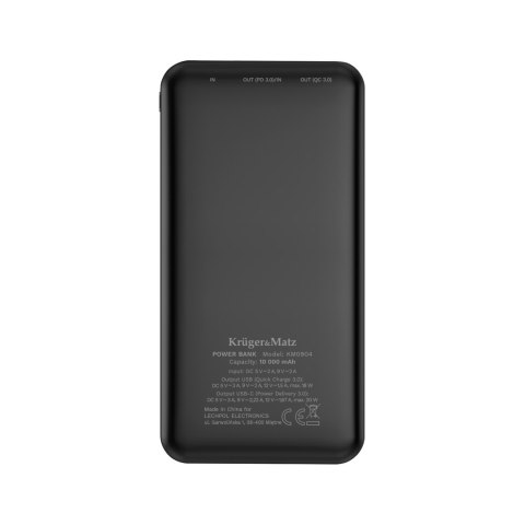 POWER BANK Kruger&Matz 10000 mAh Li-pol z funkcją QC oraz PD POWER BANK Kruger&Matz 10000 mAh Li-pol z funkcją QC oraz PD