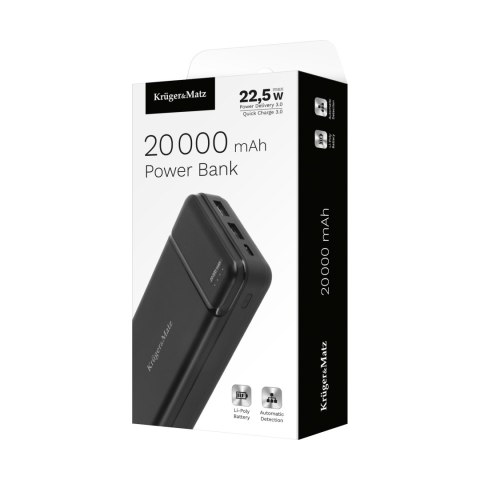 POWER BANK Kruger&Matz 20000 mAh Li-pol z funkcją QC oraz PD POWER BANK Kruger&Matz 20000 mAh Li-pol z funkcją QC oraz PD