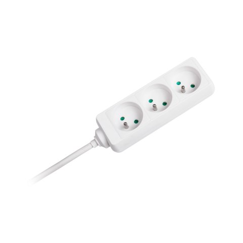 Przedłużacz biały Rebel 3 gniazda, kabel 3m (3x1,5mm), bez przełącznika Przedłużacz biały Rebel 3 gniazda, kabel 3m (3x1,5mm), bez przełącznika