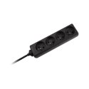 Przedłużacz sieciowy Rebel czarny 4 gniazda bez przełącznika, kabel 5m (3x1,5mm) Przedłużacz sieciowy Rebel czarny 4 gniazda bez przełącznika, kabel 5m (3x1,5mm)