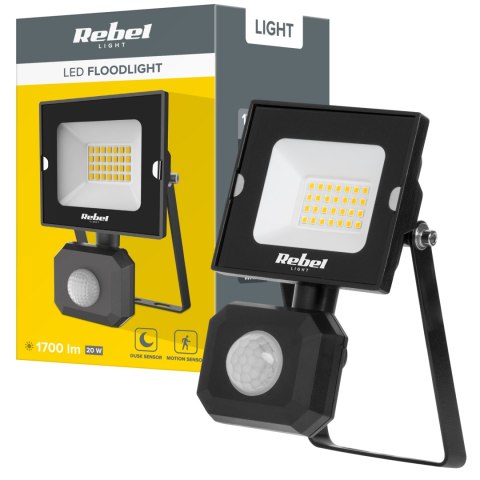 Reflektor LED 20W z sensorem ruchu i zmierzchu, 4000K, 230V Reflektor LED 20W z sensorem ruchu i zmierzchu, 4000K, 230V
