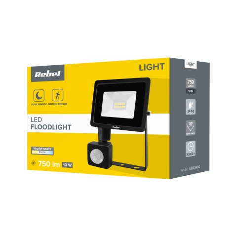Reflektor LEd Rebel 10W (15x2835 SMD) z sensorem zmierzchu, 3000K, 230V Reflektor LEd Rebel 10W (15x2835 SMD) z sensorem zmierzchu, 3000K, 230V