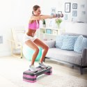 Step do aerobiku i ćwiczeń fitness, 3 stopnie, szaro-fioletowy, REBEL ACTIVE Step do aerobiku i ćwiczeń fitness, 3 stopnie, szaro-fioletowy, REBEL ACTIVE