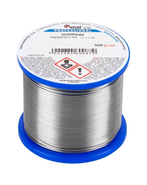 Cyna 1.5mm/500g Sn60Pb40 CYNEL Cyna 1.5mm/500g Sn60Pb40 CYNEL