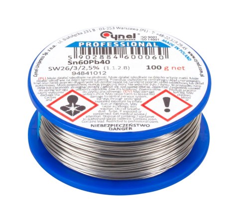 Cyna 1mm/100g Sn60Pb40 CYNEL Cyna 1mm/100g Sn60Pb40 CYNEL