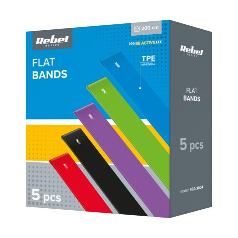 Zestaw gum do ćwiczeń TPE 2m - Long Band Ls-1, 1,5-11,5 kg, 5 gum, REBEL ACTIVE Zestaw gum do ćwiczeń TPE 2m - Long Band Ls-1, 1,5-11,5 kg, 5 gum, REBEL ACTIVE