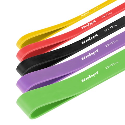 Zestaw gum do ćwiczeń TPE - Power Band PTs-1, 4-55 kg, 5 gum TPE, REBEL ACTIVE Zestaw gum do ćwiczeń TPE - Power Band PTs-1, 4-55 kg, 5 gum TPE, REBEL ACTIVE