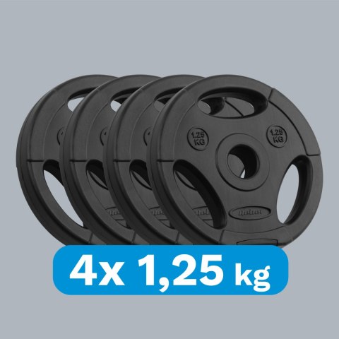 Zestaw obciążeń bitumicznych 4x1.25kg, otwór 31mm, talerz z uchwytami, REBEL ACTIVE Zestaw obciążeń bitumicznych 4x1.25kg, otwór 31mm, talerz z uchwytami, REBEL ACTIVE