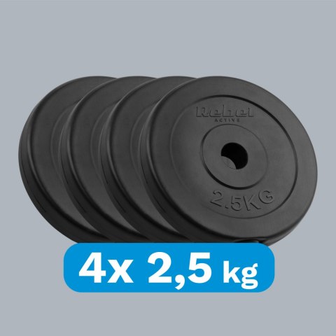 Zestaw obciążeń bitumicznych 4x2.5kg, otwór 31mm, talerz klasyczny, REBEL ACTIVE Zestaw obciążeń bitumicznych 4x2.5kg, otwór 31mm, talerz klasyczny, REBEL ACTIVE