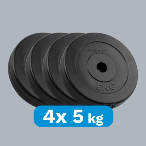 Zestaw obciążeń bitumicznych 4x5kg, otwór 31mm, talerz klasyczny, REBEL ACTIVE Zestaw obciążeń bitumicznych 4x5kg, otwór 31mm, talerz klasyczny, REBEL ACTIVE