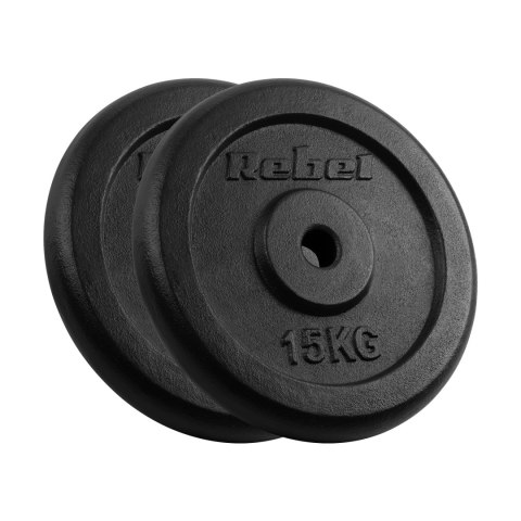 Zestaw obciążeń żeliwnych 2x15kg, otwór 31mm, talerz klasyczny, REBEL ACTIVE Zestaw obciążeń żeliwnych 2x15kg, otwór 31mm, talerz klasyczny, REBEL ACTIVE
