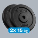 Zestaw obciążeń żeliwnych 2x15kg, otwór 31mm, talerz klasyczny, REBEL ACTIVE Zestaw obciążeń żeliwnych 2x15kg, otwór 31mm, talerz klasyczny, REBEL ACTIVE