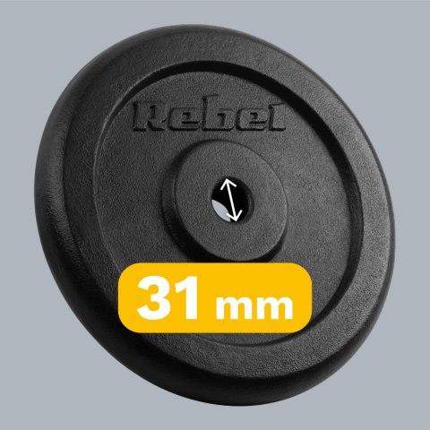 Zestaw obciążeń żeliwnych 2x15kg, otwór 31mm, talerz klasyczny, REBEL ACTIVE Zestaw obciążeń żeliwnych 2x15kg, otwór 31mm, talerz klasyczny, REBEL ACTIVE