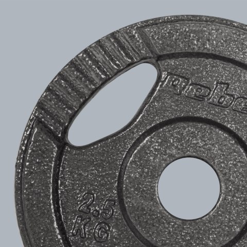Zestaw obciążeń żeliwnych 4x2.5kg, otwór 31mm, talerz z uchwytami, REBEL ACTIVE Zestaw obciążeń żeliwnych 4x2.5kg, otwór 31mm, talerz z uchwytami, REBEL ACTIVE