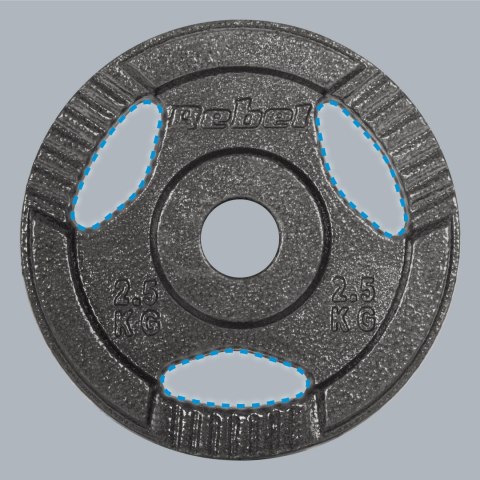 Zestaw obciążeń żeliwnych 4x2.5kg, otwór 31mm, talerz z uchwytami, REBEL ACTIVE Zestaw obciążeń żeliwnych 4x2.5kg, otwór 31mm, talerz z uchwytami, REBEL ACTIVE