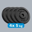 Zestaw obciążeń żeliwnych 4x5kg, otwór 31mm, talerz klasyczny, REBEL ACTIVE Zestaw obciążeń żeliwnych 4x5kg, otwór 31mm, talerz klasyczny, REBEL ACTIVE