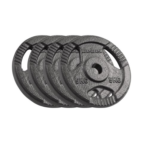 Zestaw obciążeń żeliwnych 4x5kg, otwór 31mm, talerz z uchwytami, REBEL ACTIVE Zestaw obciążeń żeliwnych 4x5kg, otwór 31mm, talerz z uchwytami, REBEL ACTIVE
