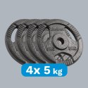 Zestaw obciążeń żeliwnych 4x5kg, otwór 31mm, talerz z uchwytami, REBEL ACTIVE Zestaw obciążeń żeliwnych 4x5kg, otwór 31mm, talerz z uchwytami, REBEL ACTIVE