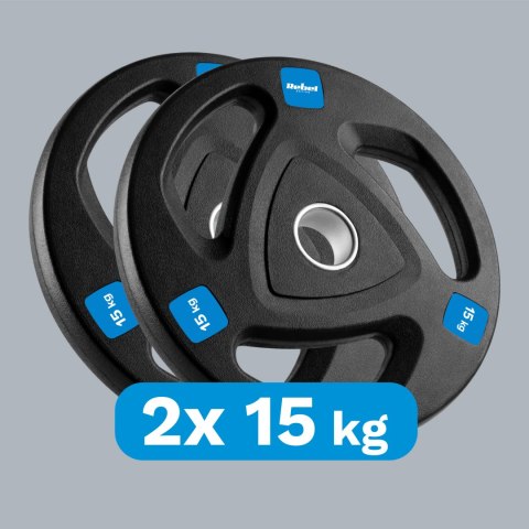 Zestaw obciążeń żeliwnych gumowanych 2x15kg, otwór olimpijski 51mm, REBEL ACTIVE Zestaw obciążeń żeliwnych gumowanych 2x15kg, otwór olimpijski 51mm, REBEL ACTIVE