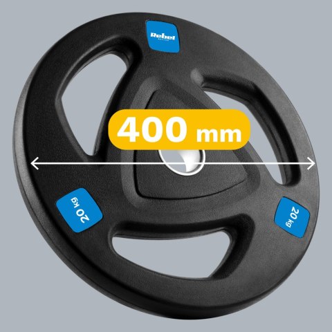 Zestaw obciążeń żeliwnych gumowanych 2x20kg, otwór olimpijski 51mm, REBEL ACTIVE Zestaw obciążeń żeliwnych gumowanych 2x20kg, otwór olimpijski 51mm, REBEL ACTIVE