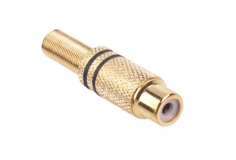 Gniazdo RCA złote 2 paski na kabel czarne Gniazdo RCA złote 2 paski na kabel czarne