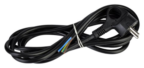 Kabel elektryczny czarny 3m 3x1.5mm zakończony wtyczką kątową z uziemieniem Kabel elektryczny czarny 3m 3x1.5mm zakończony wtyczką kątową z uziemieniem