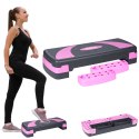 Step do aerobiku i ćwiczeń fitness, 3 stopnie, szaro-fioletowy, REBEL ACTIVE Step do aerobiku i ćwiczeń fitness, 3 stopnie, szaro-fioletowy, REBEL ACTIVE