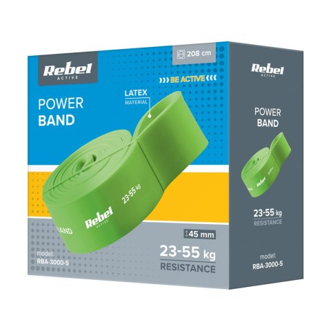 Guma do ćwiczeń lateksowa - Power Band PL-5, zielona 23-55 kg REBEL ACTIVE Guma do ćwiczeń lateksowa - Power Band PL-5, zielona 23-55 kg REBEL ACTIVE