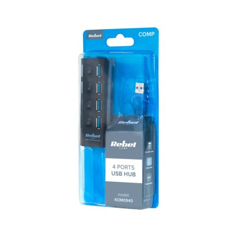 HUB USB 3.0 4 portowy Rebel HUB USB 3.0 4 portowy Rebel