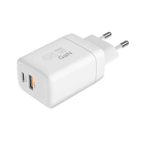 Ładowarka sieciowa Kruger&Matz 45 W GaN z funkcją Power Delivery i Quick Charge Ładowarka sieciowa Kruger&Matz 45 W GaN z funkcją Power Delivery i Quick Charge