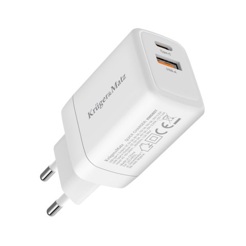 Ładowarka sieciowa Kruger&Matz 45 W GaN z funkcją Power Delivery i Quick Charge Ładowarka sieciowa Kruger&Matz 45 W GaN z funkcją Power Delivery i Quick Charge