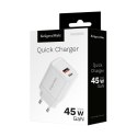 Ładowarka sieciowa Kruger&Matz 45 W GaN z funkcją Power Delivery i Quick Charge Ładowarka sieciowa Kruger&Matz 45 W GaN z funkcją Power Delivery i Quick Charge