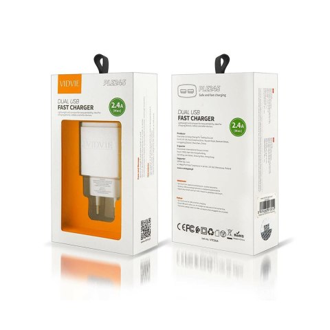 Ładowarka sieciowa dual USB + kabel Typu C 2400 mA Ładowarka sieciowa dual USB + kabel Typu C 2400 mA