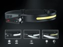 Latarka czołowa akumulatorowa (5W COB+ 3W Led) - opaska Latarka czołowa akumulatorowa (5W COB+ 3W Led) - opaska